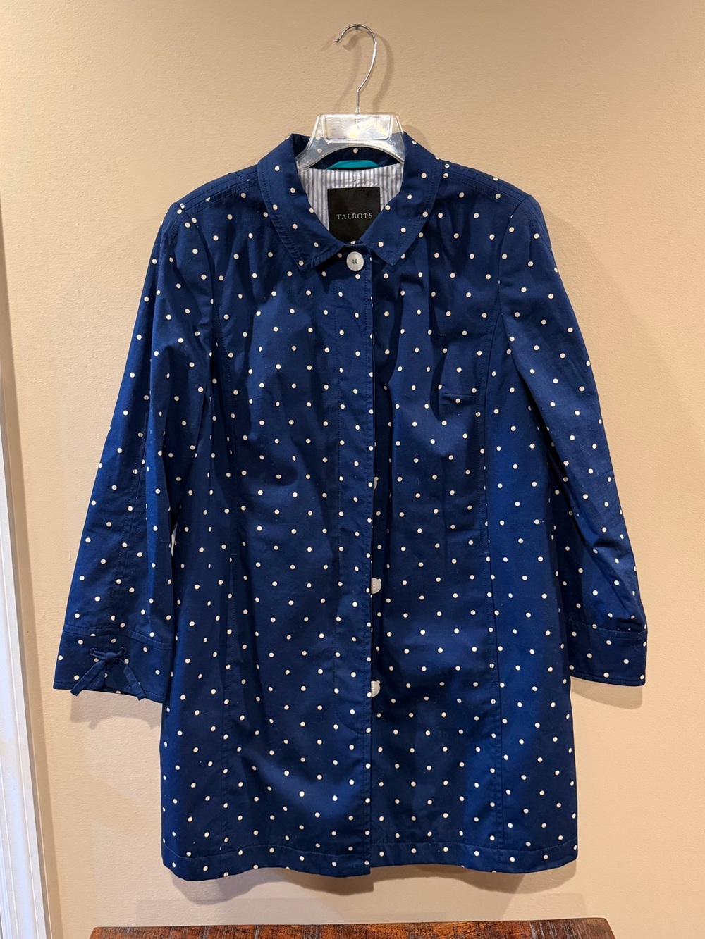 Talbots Navy Polka Dot Raincoat